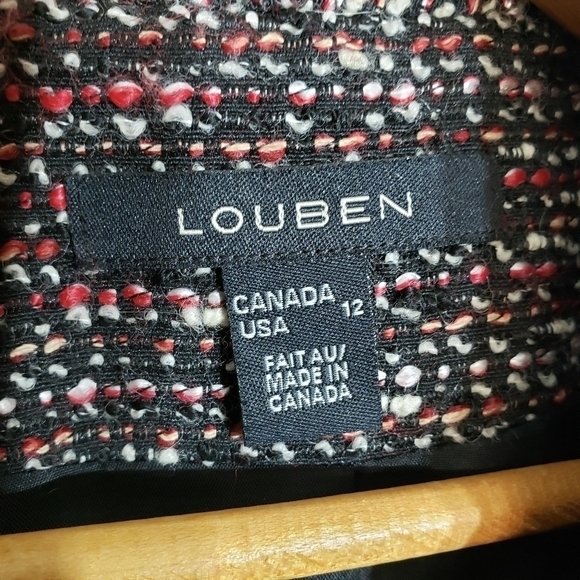 LOUBEN Boucle Tweed Wool Blend Cropped Blazer w Zippers SZ 12 - Picture 5 of 11
